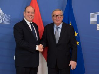 Principe Alberto II di Monaco incontra Jean-Claude Junker presidente della Commissione Europea per i negoziati per un'associazione tra Monaco e la U.E.