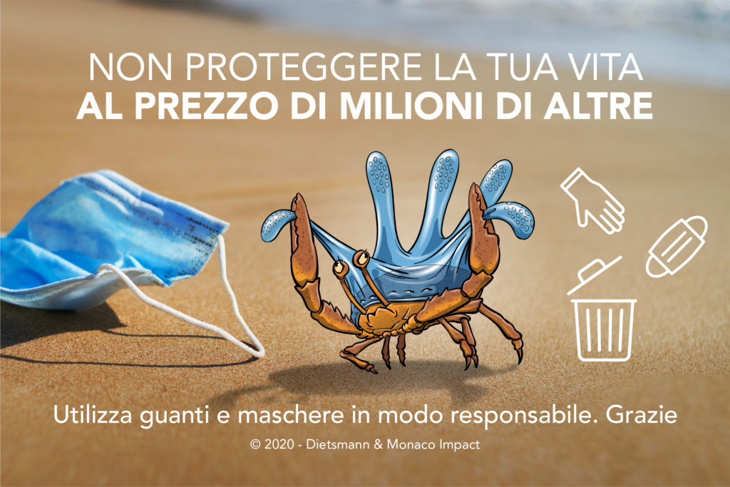Campagna contro l'inquinamento delle maschere e i guanti a Monaco con l'associazione Monaco Impact
