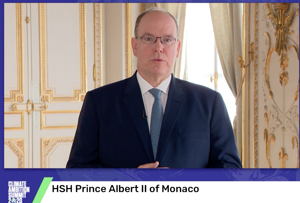 Al Climate Ambition Summit 2020 il principe Albert II di Monaco ha annunciato l'impegno del Principato di ridurre le emissioni di CO2 del 55% entro il 2030