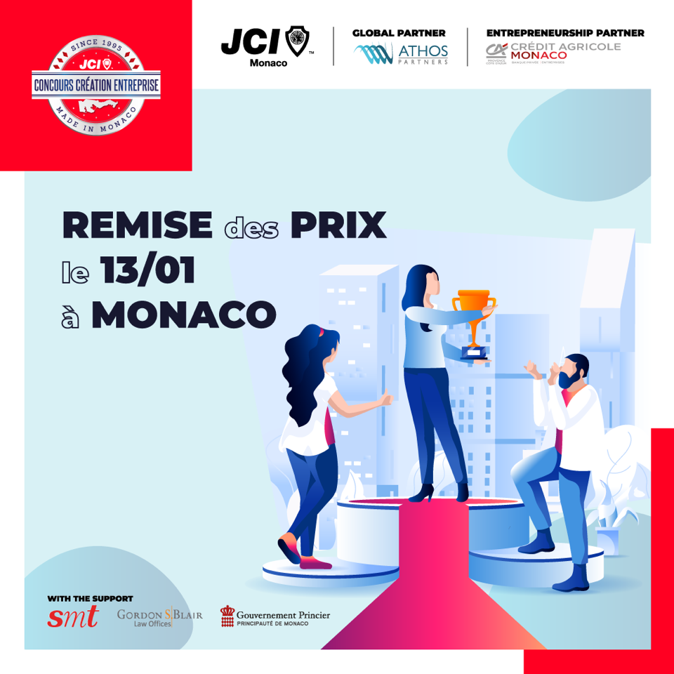 La Jeune Chambre Economique di Monaco organizza l'assegnazione dei Premi del concorso Concours Création d’Entreprise, Mercoledì 13 gennaio si potrà seguire solo online