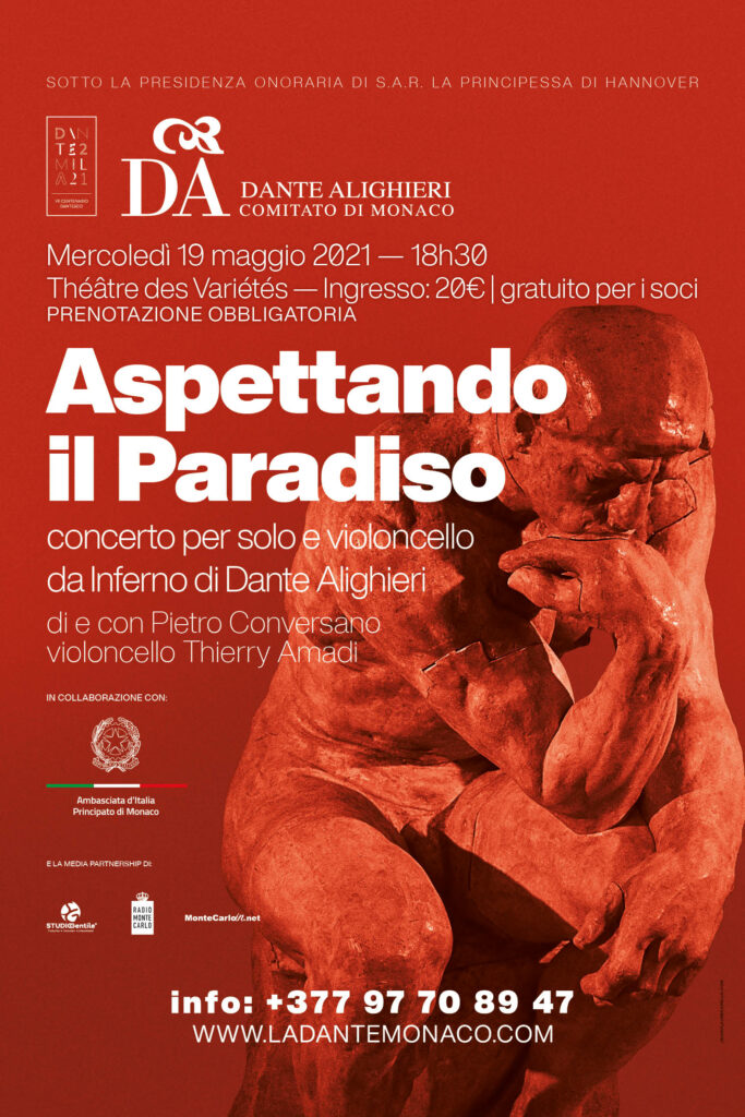 La Dante Alighieri di Monaco presenta il concerto per Solo e violoncello "Aspettando il Paradiso" mercoledì 19 maggio ore 18.30 al Teatro des Variétés.