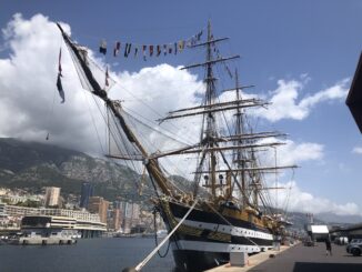 La nave scuola della marina italiana, Amerigo Vespucci a Monaco per il 100 anniversario dell'Organizzazione Idrografica Internazionale