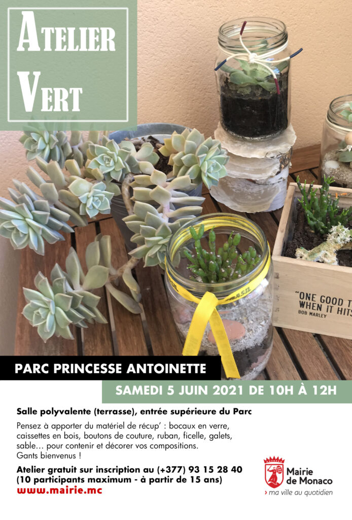 Laboratorio verde al Parco princesse Antoinette di Monaco sabato 5 giugno su iscrizione....