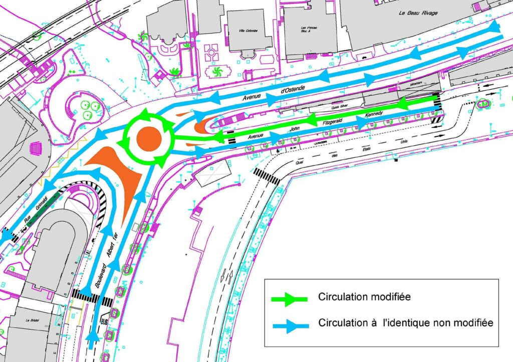 Modifiche del traffico davanti a sana Devota con l'istallazione di una rotonda e il doppio senso in av. J.FKennedy