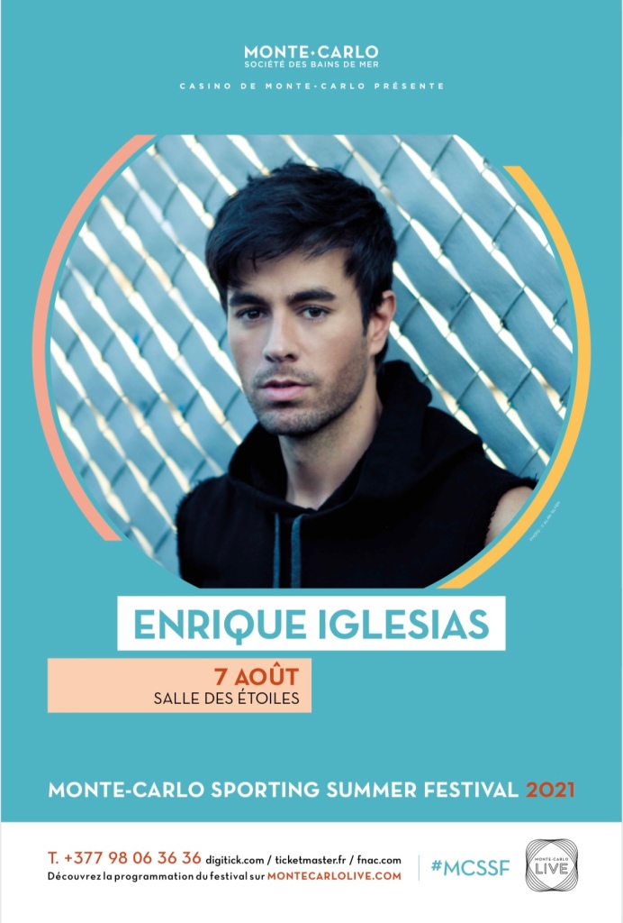 Sabato 7 agosto a Monte-Carlo Fuochi d'artificio alle 21:30 e concerto di Enrique Iglesias 