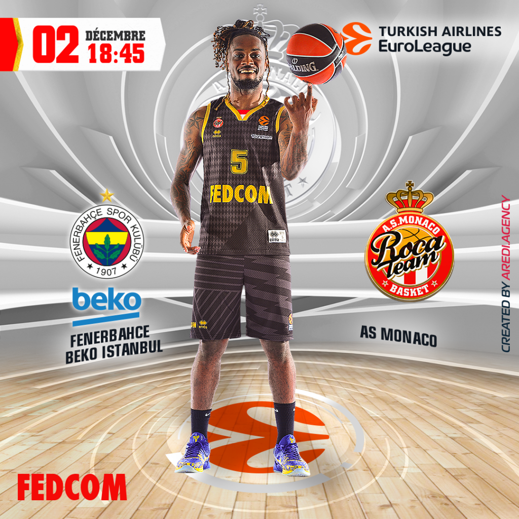 Euroleague: l'A.S.Monaco Basket in Turchia contro il Fenerbahce Beko