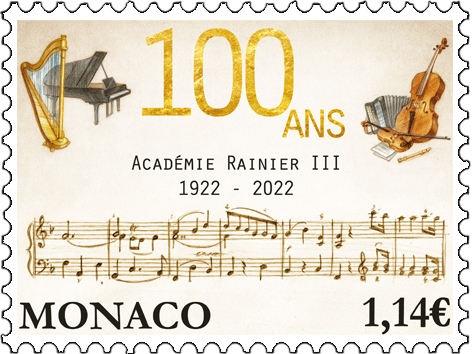 Un francobollo per i 100 anni dell'Accademia Rainier III  di Monaco