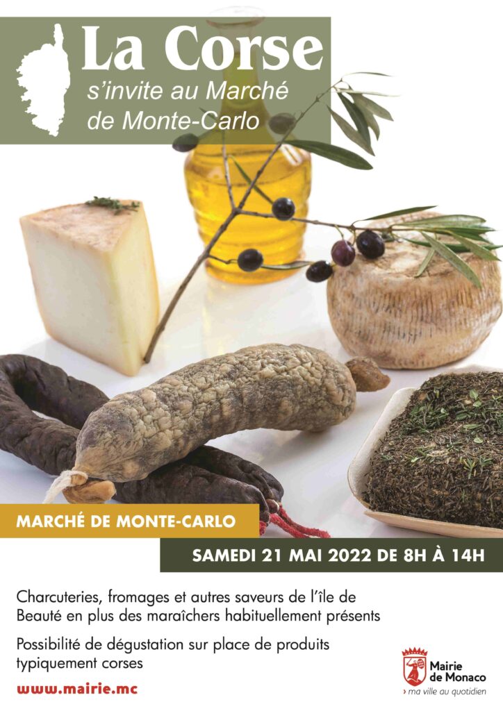 I prodotti della Corsica saranno protagonisti al mercato di Monte-Carlo sabato 21 maggio, organizzato dal Comune di Monaco 