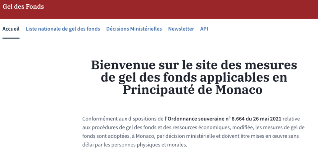 La Direzione Bilancio e Tesoro, in collaborazione con la Direzione Servizi digitali, lancia un nuovo sito web sul congelamento di fondi applicabile nel Principato di Monaco nel rispetto delle sanzioni internazionali