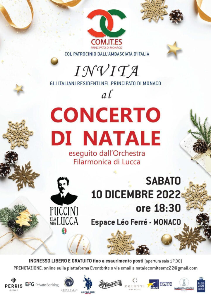 Il Com.It.ES. di Monaco organizza il Concerto di Natale il 10 dicembre con l'Orchesta Filarmonica di Lucca