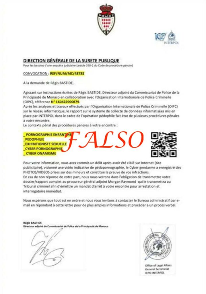 Da circa 48 ore gli utenti del Principato ricevono false mail spedite a nome della Polizia di Monaco da diversi indirizzi e-mail, alcuni dei quali sfuggono ai filtri anti-spam dei provider di posta elettronica. Inviate la mail ricevuta a: cyber@gouv.mc