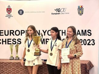 Anastasiia Hnatyshyn, Fiorina Berezovsky e Svetlana Berezovska, squadra femminile del Circolo degli Scacchi di Monte-Carlo ha vinto la medaglia di bronzo ragazze under 18 ai Campionati Europei in Romania