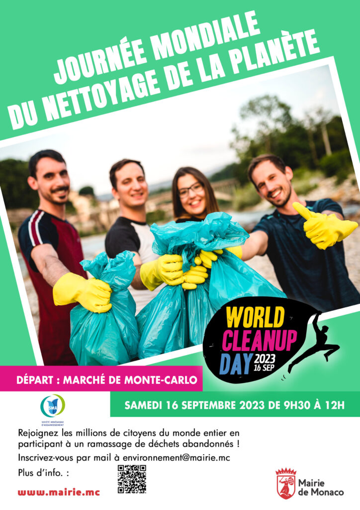 World Cleanup Day ossia Giornata Mondiale della Pulizia si svolgerà a Monaco sabato 16 settembre organizzata dal Comune di Monaco e la SMA