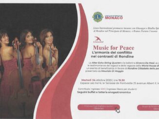 Music for Peace, una serata a favore di Rondine Cittadella della Pace il 24 ottobre ore 19.30 sala Leo Ferré Monaco