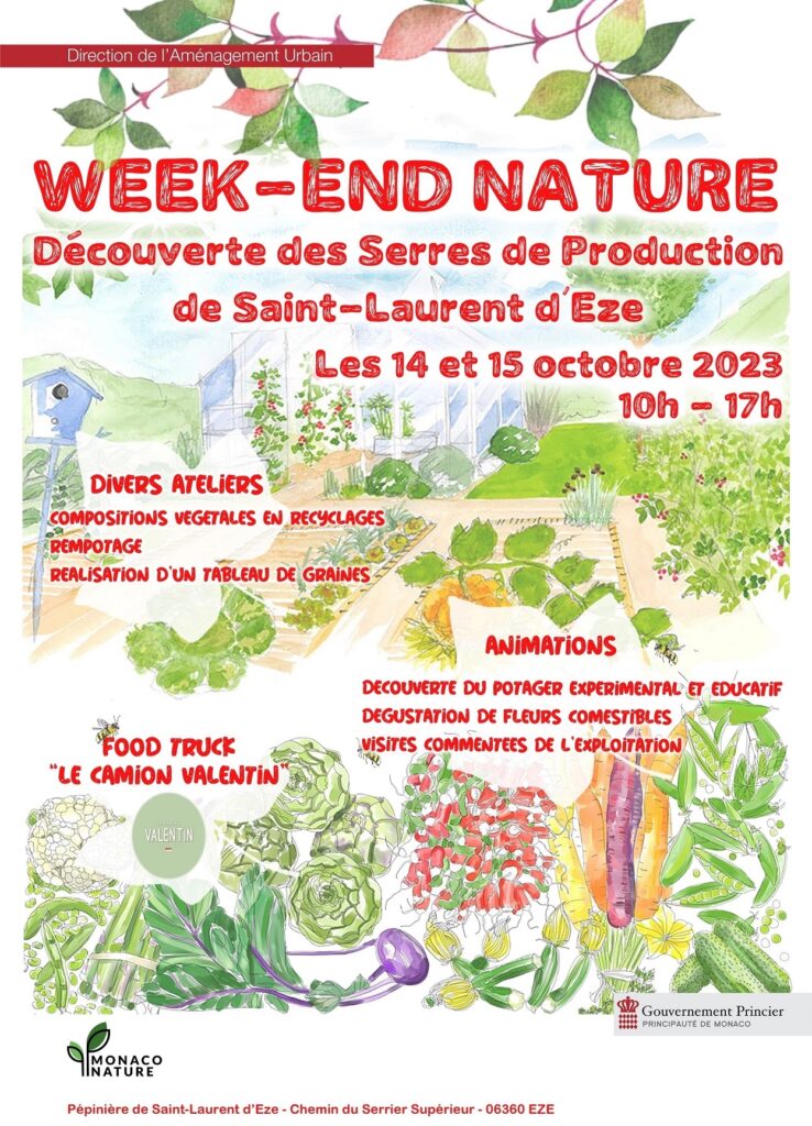 Per il terzo anno consecutivo, la sezione Giardini del Dipartimento di Urbanistica di Monaco organizza un "Weekend Natura" il 14 e 15 ottobre Pépinière de Saint-Laurent d'Eze".