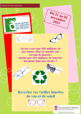 Un bel matrimonio tra economia circolare e solidarietà è quello che propone la Direzione dell'Ambiente di Monaco che organizza un colletta di occhiali da vista e da sole, nella settimana europea per la riduzione dei rifiuti dal 21 al 26 novembre.