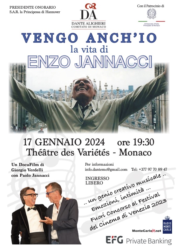 La Dante Alighieri presenta il docu-film dedicato a Enzo Jannacci: "Vengo anch'io".