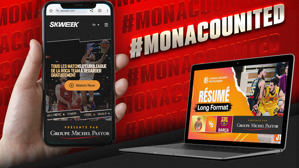 Il Gruppo Michel Pastor, già Premium Partner dell'AS Monaco Basket, offre a tutti i tifosi residenti a Monaco un piano di abbonamento SKWEEK.TV intitolato #Monacounited.
