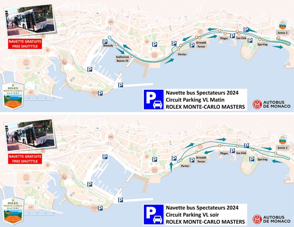 Ecco tutte le navette e bus gratuiti per il Rolex Monte-Carlo Masters di Tennis che inizia il 6 aprile