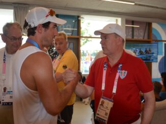 Quentin Antognelli, atletoa monegasco, ha ricevuto la visita del Principe Alberto II, delTornerà a gareggiare mercoledì 31 luglio per le gare di classifica.