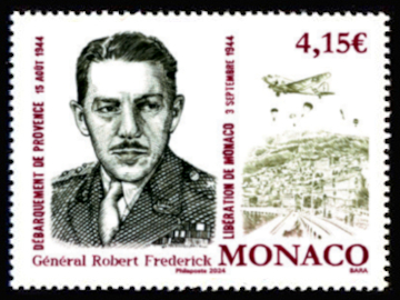 Francobollo monegasco emesso per celebrare il generale Frederick della task force airborne