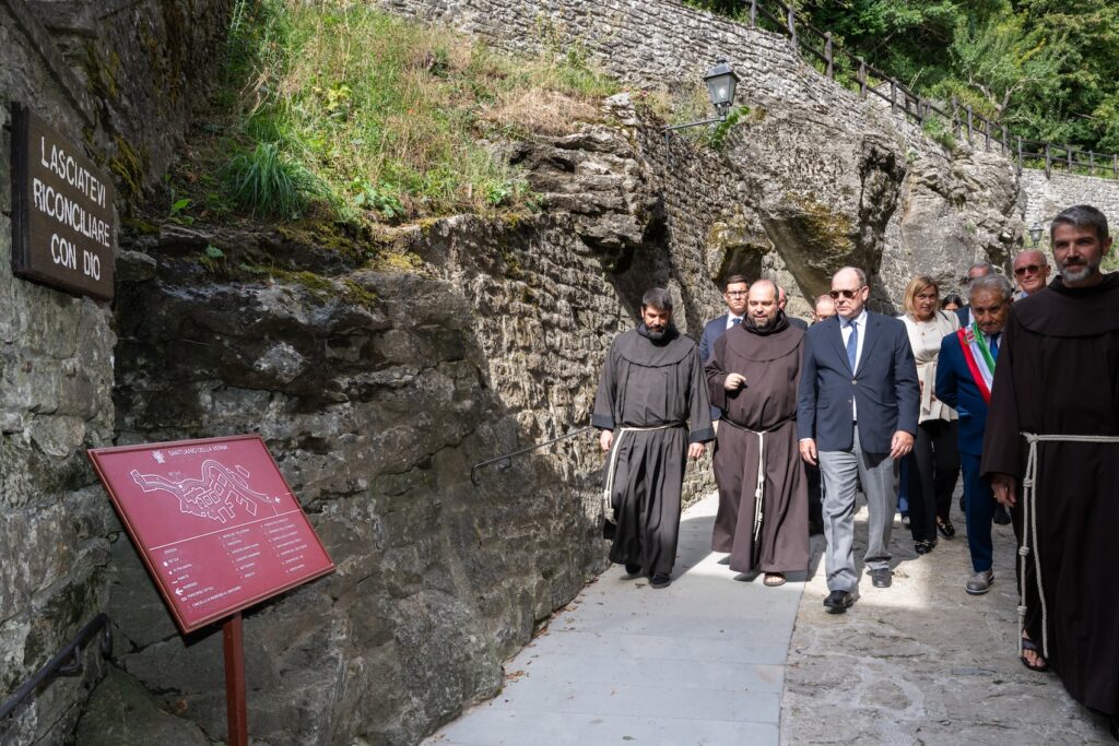 Il Pricnipe Alberto II di Monaco in visita al Santuario de La Verna dove San Francesco ricevette le stimmati