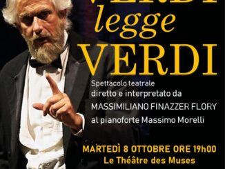 L'associazione Teatro della Vita invita sulla scena del Teatro des Muses, l'attore Massimiliano Finazzer Flory con il suo nuovo spettacolo di musica e prosa, "Verdi legge Verdi". Martedì 8 ottobre.