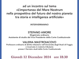 Conferenza Dante Monaco/ “L’importanza del Mare Nostrum nella prospettiva del futuro del nostro pianeta tra storia e intelligenza artificiale”.