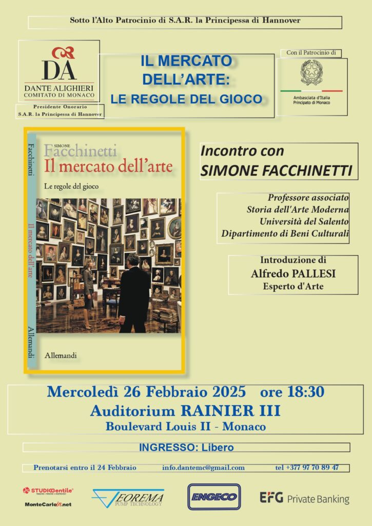 Dante Alighieri, conferenza: le regole del mercato dell'arte con Simone Facchinetti