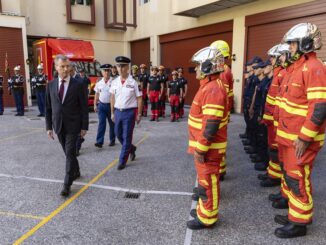 Il Ministro di Stato Christophe Mirmand in visita alla pubblica sicurezza e ai vigili del fuoco di Monaco