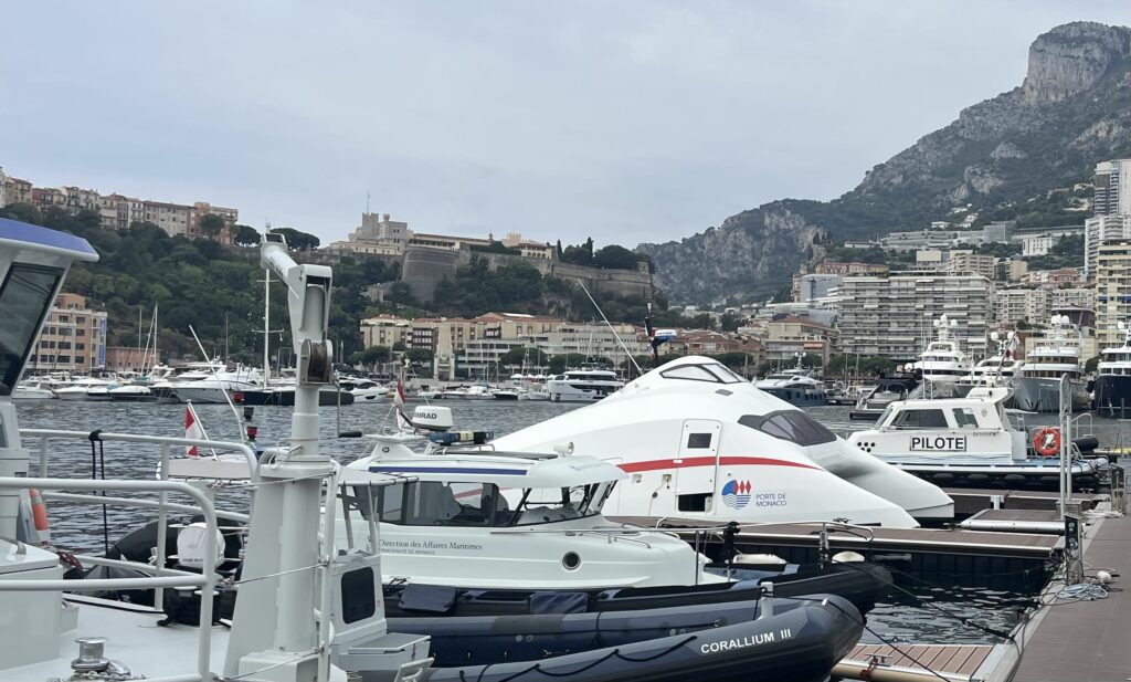 La navette che accompagna gli utenti dal porto d'Hercule a Cala del Forte