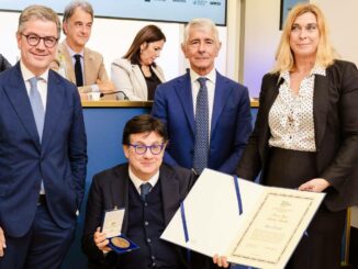 Premio De Sanctis: l'ambasciatore di Monaco in Italia Anne Eastwood consegna il riconoscimento a Luca Pancalli ex presidente del comitato italiano paralimpico