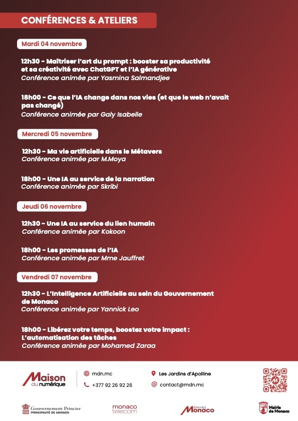 Programma dell'Immersive IA alla Maison du Numérique Monaco
