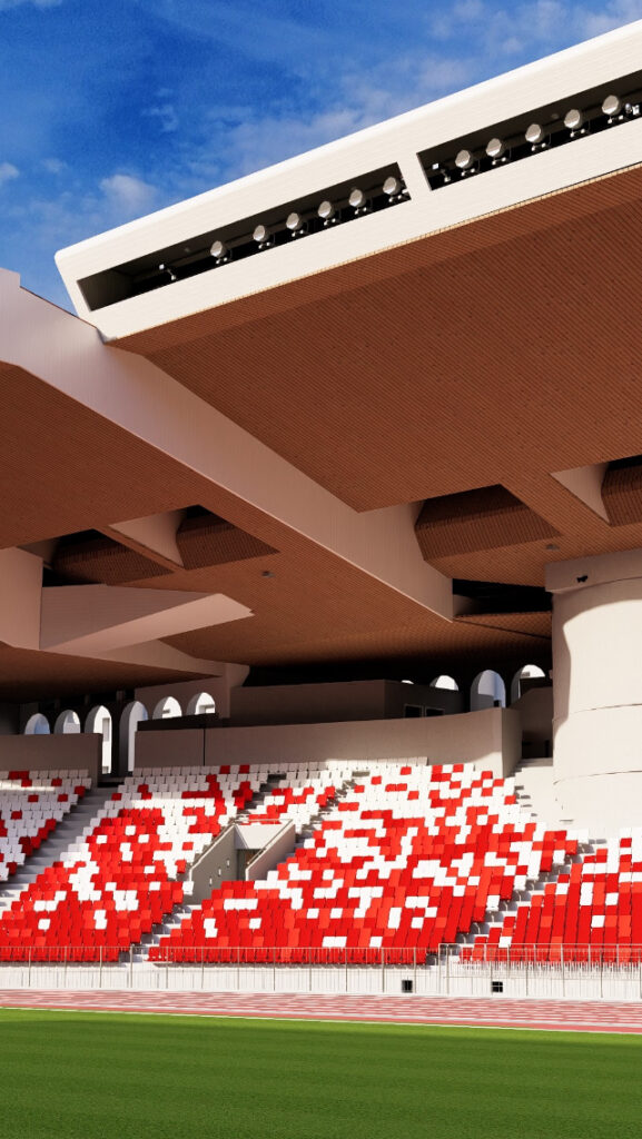 Stadio Louis II di Monaco: arrivano le nuove sedie rosse bianche