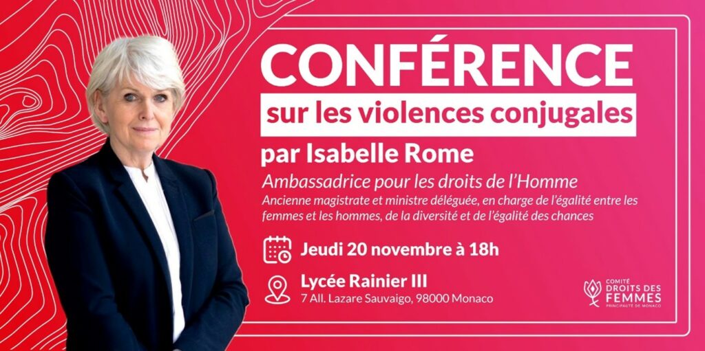 L’Ambasciatore francese per i diritti umani, Isabelle Rome, terrà una conferenza sul tema della prevenzione e della lotta contro le violenze coniugali.