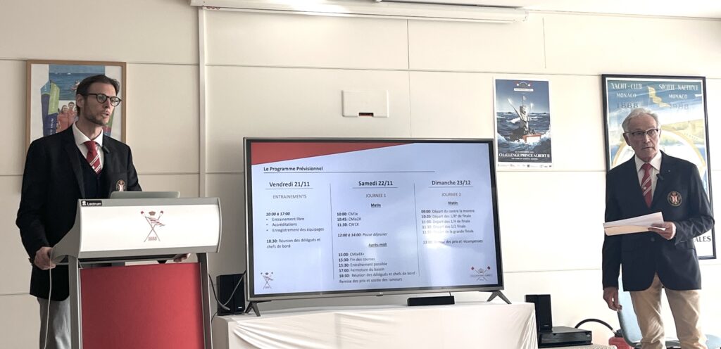 A presentare la prossima edizione del Challenge Albert. II di canottaggio di Mare a Monaco Mathias Raymond e Rolland Weill