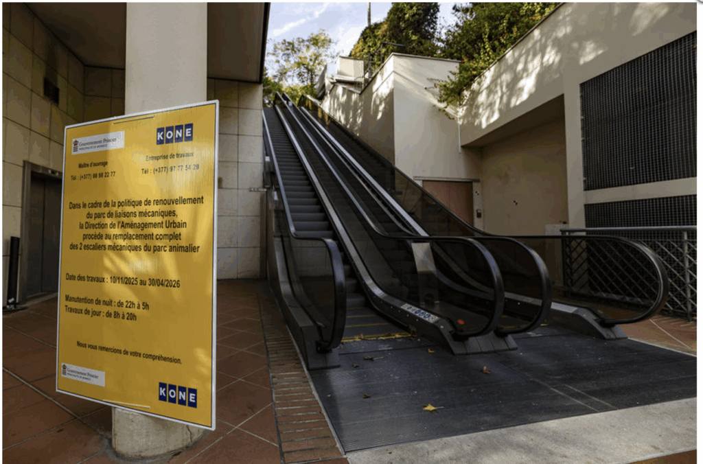 A partire da lunedì 10 novembre 2025, avranno inizio i lavori di sostituzione delle scale mobili situate lungo il Giardino Zoologico Rainier III.