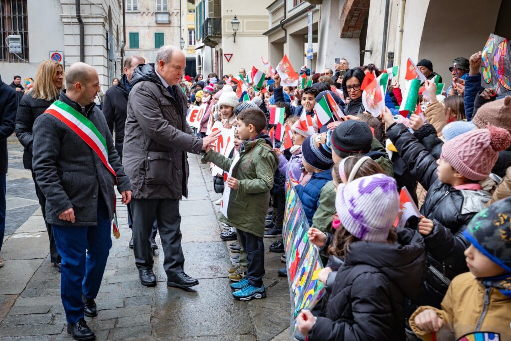 Il Principe Alberto II con il sindaco di Ceva