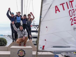 I vincitori della regata Optimisti di Monaco dello Yacht Club Italiano: Gabriele Burlando, Vittorio Cavalleroni, Leonardo Orlandini e Sebastiano Baldassarre, allenati da Mattia Bellico