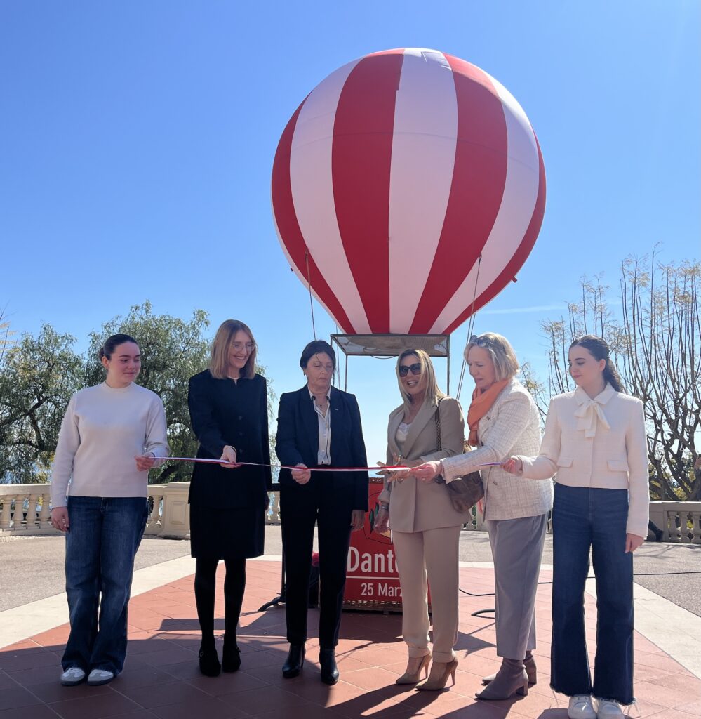 Inaugurazione della giornata DanteDí. Da destra: Maria Betti, presidente della Dante Monaco; Manuela Ruosi Ambasciatore d'Italia a Monaco; Marie-Noëlle gibelli, Conseil National e Virginie Cotta Segretario Generale della Monte-Carlo Société des Bains de Mer