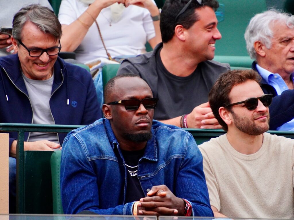 Usain Bolt traagli ospiti del MonteCarlo country Club per vedere Sinner e Alcaraz