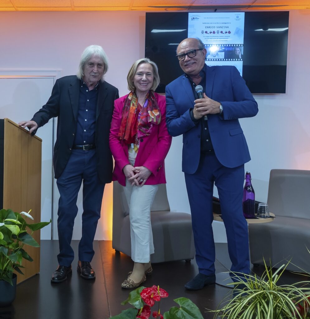 Enrico Vanzina, Maria Betti e Maurizio di Maggio alla serata Dante Alighieri Monaco