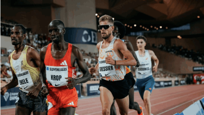 Il campione francese Jeremy Gressier protagonista nei 5000 metri al Meeting Herculis 2026 del 10 luglio.