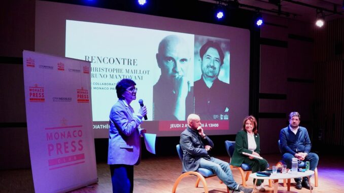 Alla Mediateca di Monaco la presidente del Monaco Press Club Cinzia Colman intervista Jean-Christophe Maillot e Bruno Mantovani