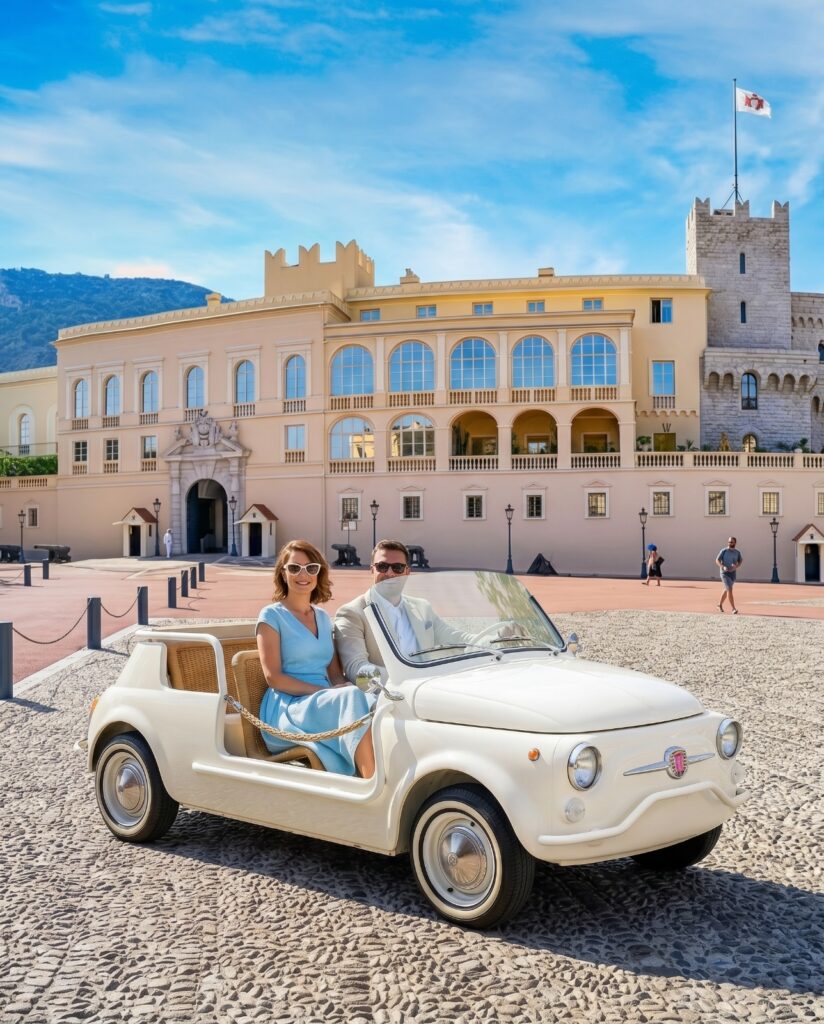 La Fiat 500 Spiaggina accompagnerà gli ospiti a Monaco Ville al Roma Riviera Lounge