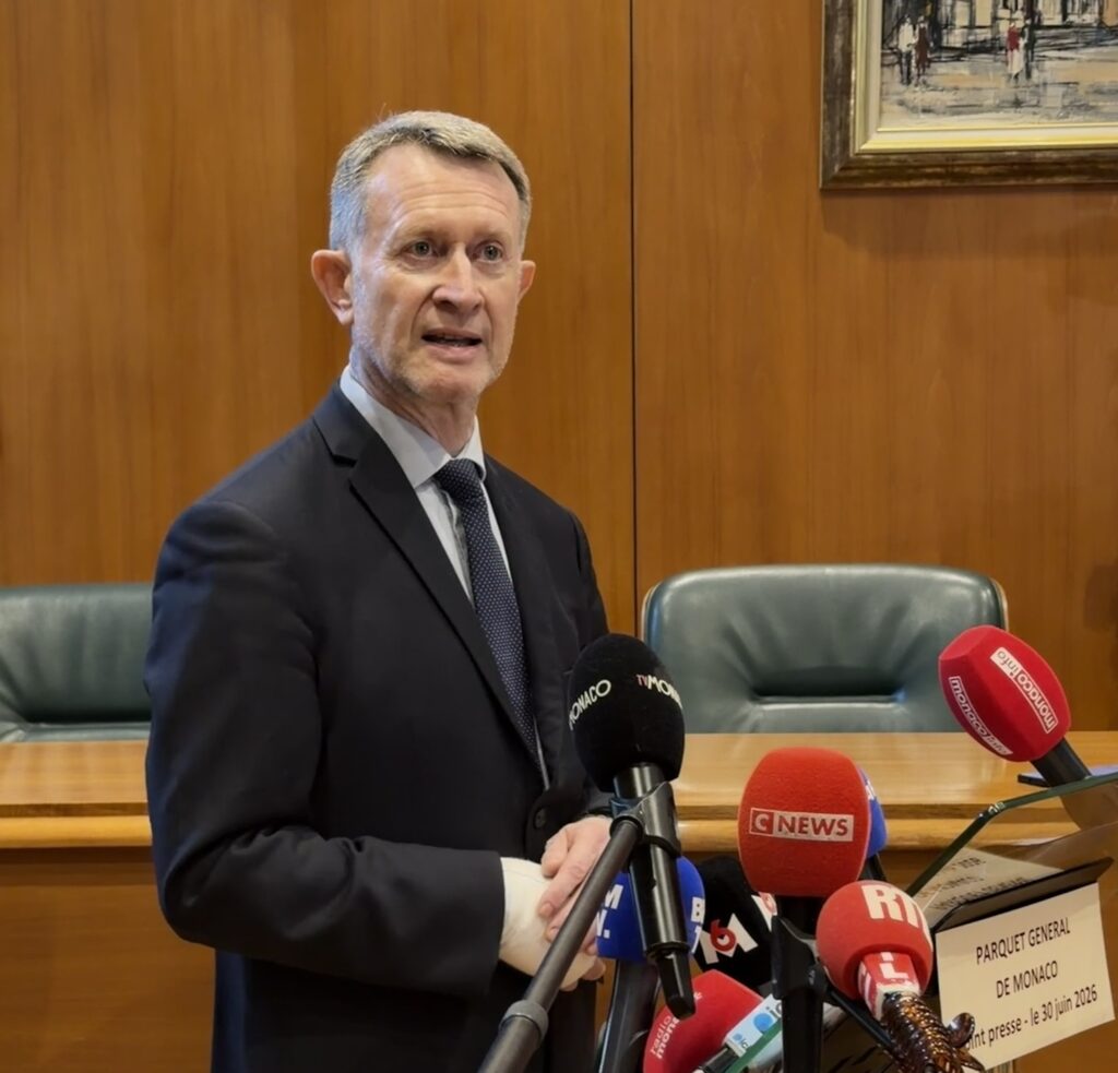 Conferenza stampa del Procuratore Generale di Monaco, Stéphane Thibault, sull'esplosione avvenuta ieri sera per cui ci sono cinque persone ferite.