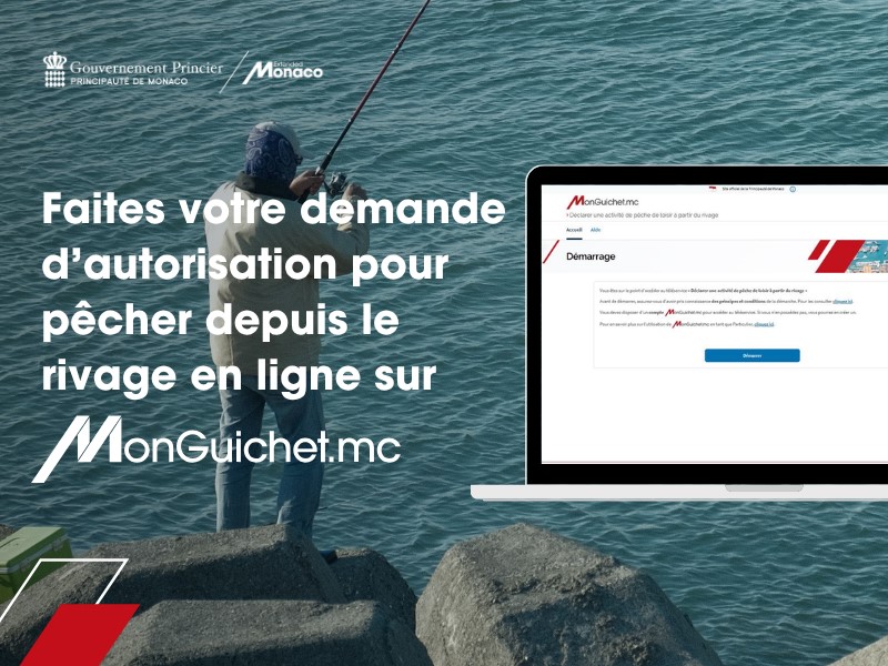 Nuovo servizion online su MonGuichet.mc per dichiarare la pesca ricreativa dalla costa in pochi clic, senza documenti cartacei né spostamenti.