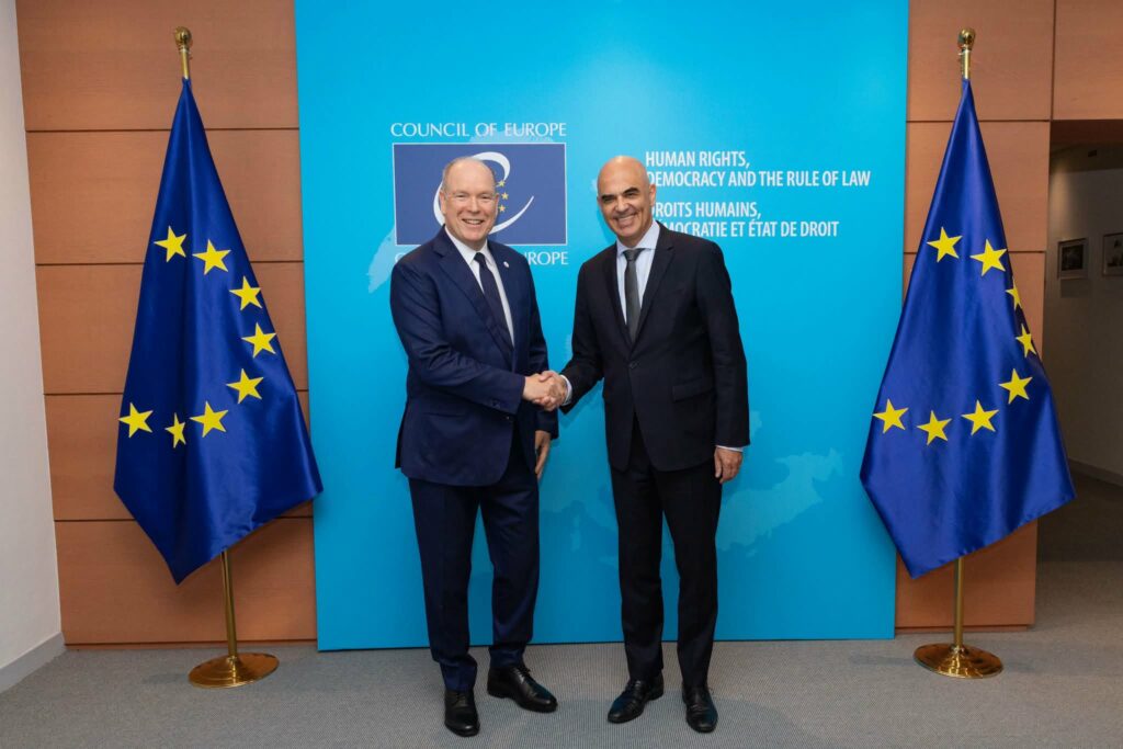 Il Principe Alberto II con Alain Berset Segretario Generale del Consiglio d'Europa